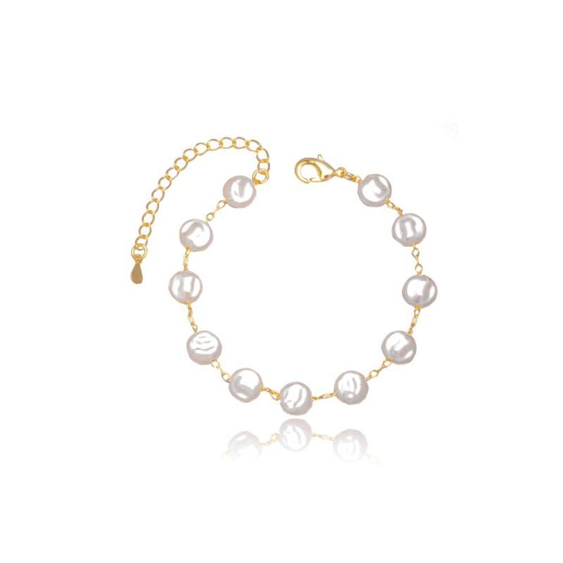 PULSEIRA FORTUNATO CORRENTE PÉROLAS ACHATADA REDONDAS 8MM NO BRUTO