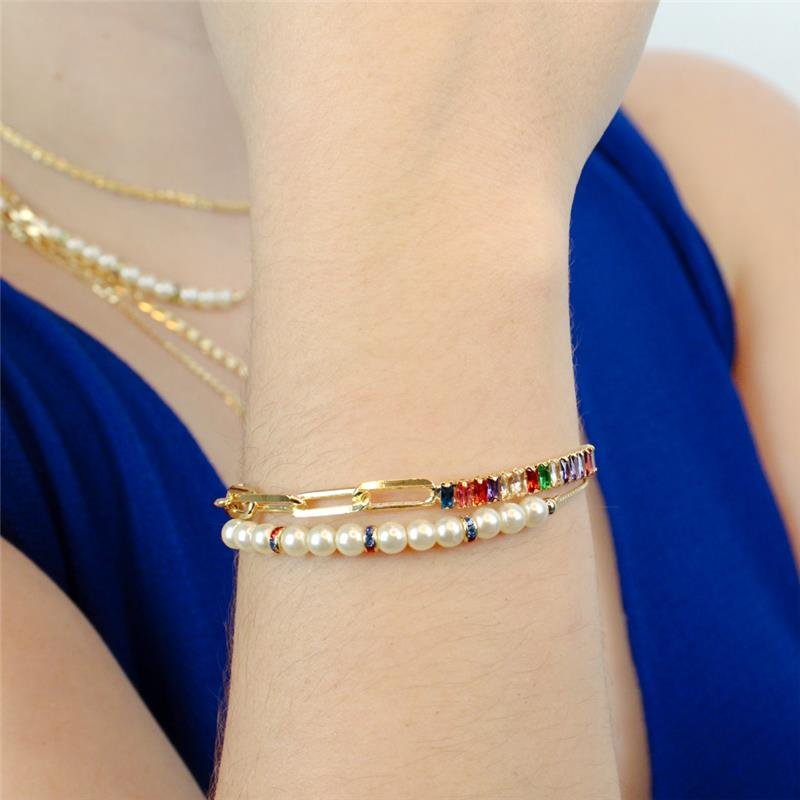 PULSEIRA FORTUNATO ZIRCÔNIAS BAGUETE COM CARTIER NO BRUTO