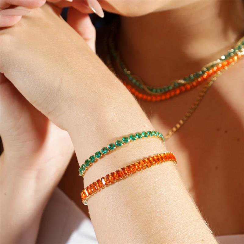 PULSEIRA REGULÁVEL FORTUNATO VENEZIANA COM ZIRCÔNIA 4MM TURMALINA NO BRUTO
