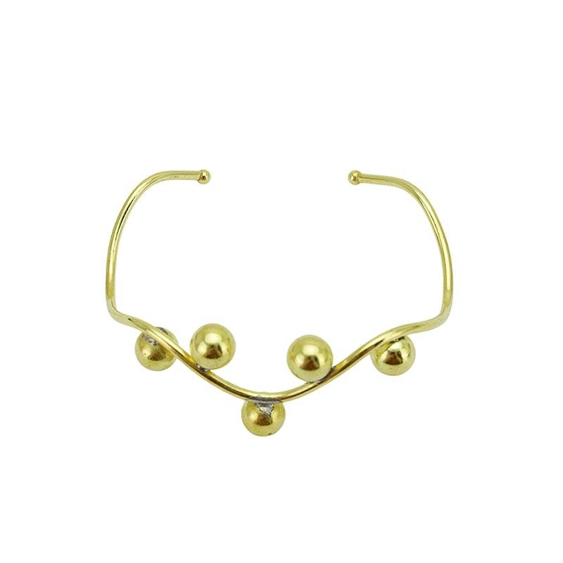 BRACELETE FORTUNATO FIO ONDULADO COM BOLAS 8MM NO BRUTO