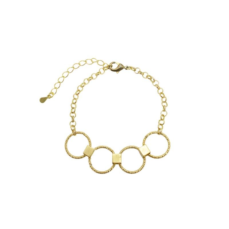 PULSEIRA FORTUNATO ELO PORTUGUÊS COM CANUTILHOS E AROS DIAMANTADOS NO BRUTO