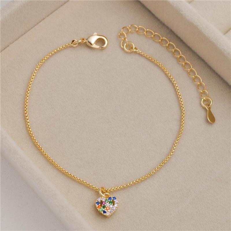 PULSEIRA FORTUNATO VENEZIANA ARREDONDADA COM CORAÇÃO CRAVEJADO MULTICOLOR NO BRUTO