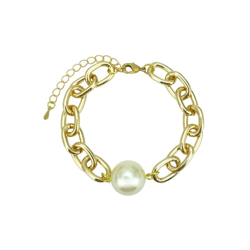 PULSEIRA FORTUNATO ELOS OVAIS 10,5MM COM PÉROLA 16MM NO BRUTO
