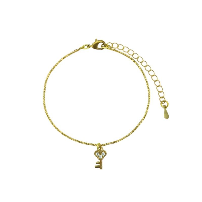 PULSEIRA FORTUNATO VENEZIANA REDONDA COM CHAVE CRAVEJADA CRISTAL NO BRUTO