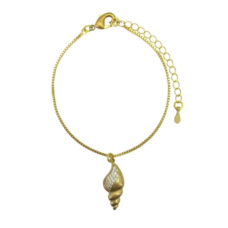 PULSEIRA FORTUNATO VENEZIANA COM CONCHA CRAVEJADA CRISTAL NO BRUTO