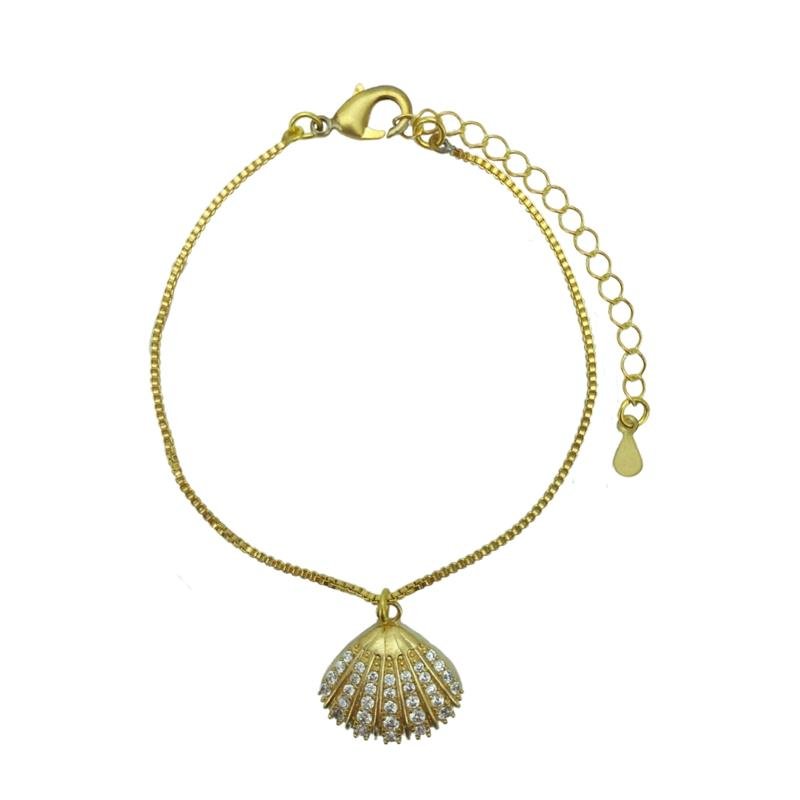 PULSEIRA FORTUNATO VENEZIANA COM CONCHA CRAVEJADA CRISTAL NO BRUTO 
