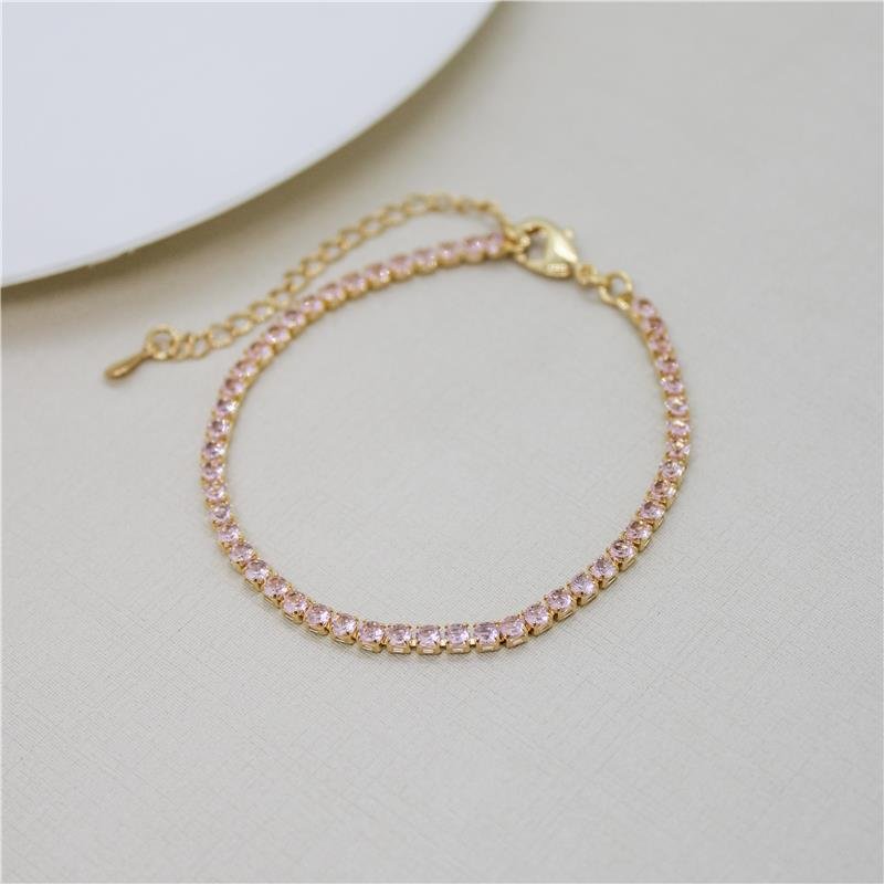 PULSEIRA FORTUNATO RIVIERA ZIRCÔNIAS 2,5MM ROSA CLARO NO BRUTO