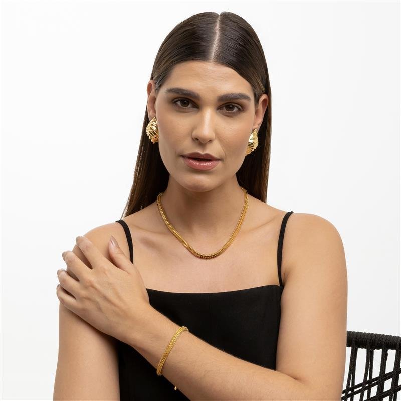 PULSEIRA FORTUNATO MALHA ESCAMA 5MM COM CORAÇÃO NO BRUTO