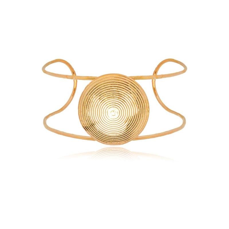 BRACELETE FORTUNATO FIO DUPLO COM CÍRCULO TEXTURIZADO NO BRUTO