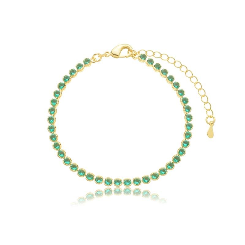 PULSEIRA FORTUNATO RIVIERA ZIRCÔNIAS 3MM AZUL CLARO NO BRUTO