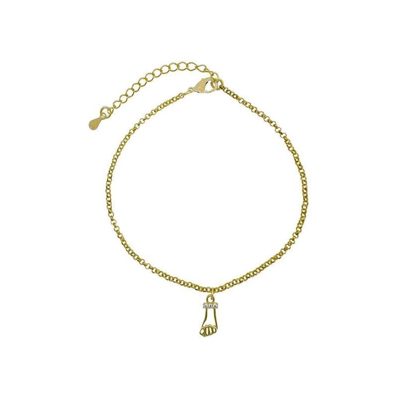 TORNOZELEIRA FORTUNATO ELO PORTUGUÊS COM FIGA CRAVEJADA CRISTAL NO BRUTO