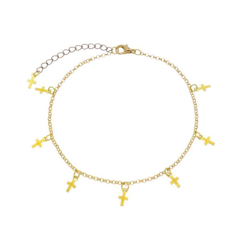 TORNOZELEIRA FORTUNATO ELO PORTUGUÊS COM CRUZ NO BRUTO